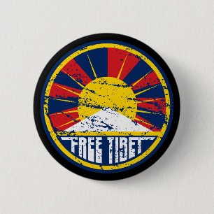 Free Tibet Round Grunge Ronde Button 5,7 Cm