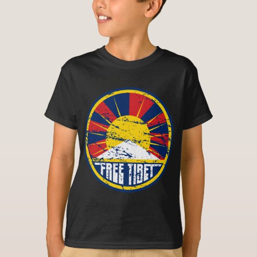 Free Tibet Round Grunge T-shirt (Voorkant)