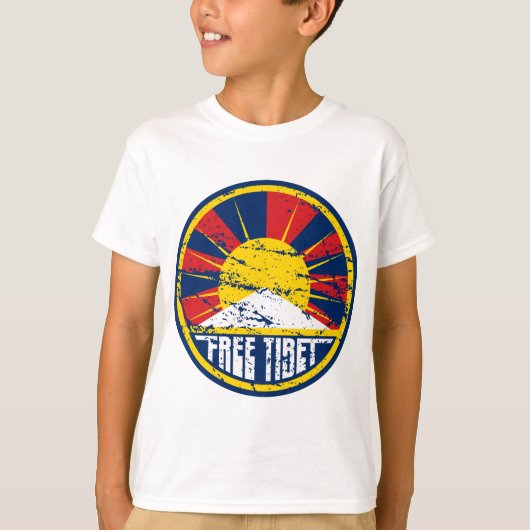 Free Tibet Round Grunge T-shirt (Voorkant)