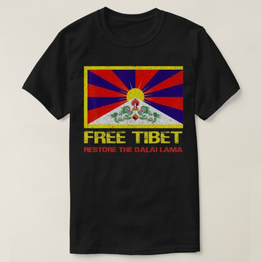Free Tibet Tibetan Flag Emblem Restore The Dalai L T-shirt (Design voorkant)