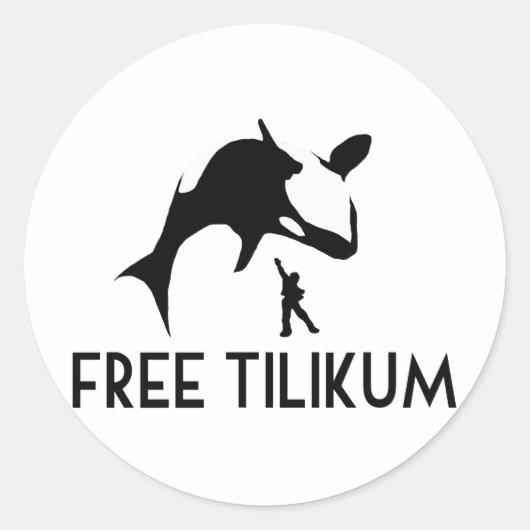 Free Tilikum Save the Orca Killer Whale Ronde Sticker (Voorkant)