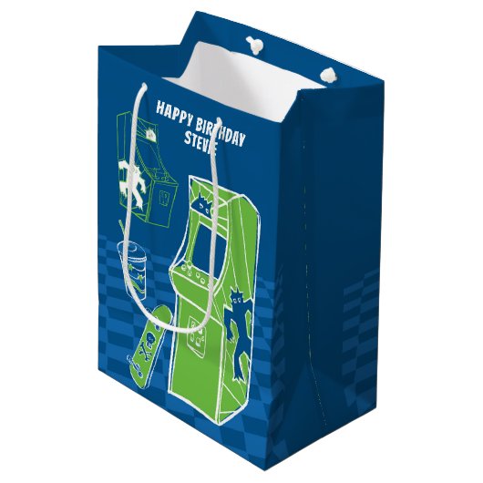 Free Time Arcade Medium Gift Bag Cadeauzakje (Voorkant Gekanteld)