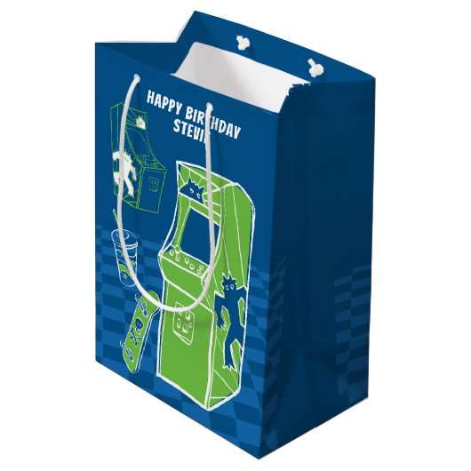 Free Time Arcade Medium Gift Bag Medium Cadeauzakje (Achterkant Gekanteld)