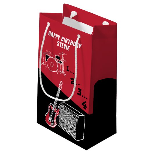 Free Time Rock Small Gift Bag Klein Cadeauzakje (Achterkant Gekanteld)