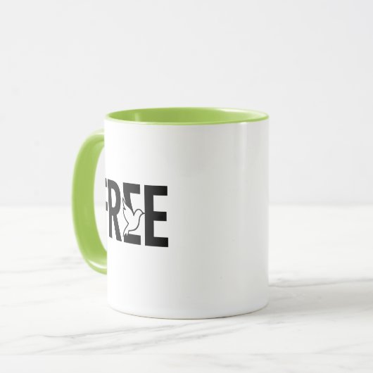 Free Typography Dove Symbol Design Mok (Voorkant links)