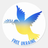 Free Ukraine Round Sticker (Voorkant)
