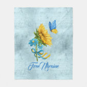 Free Ukraine Sunflower & Butterfly Fleece Deken (Voorkant)