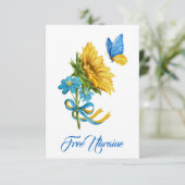 Free Ukraine Sunflower & Butterfly Kaart (Staand voorkant)