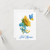 Free Ukraine Sunflower & Butterfly Kaart (Voorkant / Achterkant in situ)