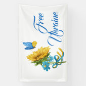 Free Ukraine Sunflower & Butterfly Spandoek (Verticaal)