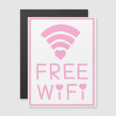 "FREE WIFI" in roze Magnetische Uitnodiging (Voorkant / Achterkant)