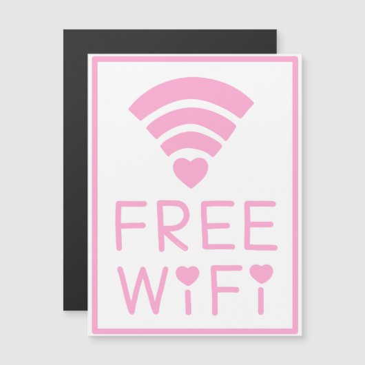 "FREE WIFI" in roze Magnetische Uitnodiging (Voorkant / Achterkant)