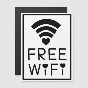 "FREE WIFI" in zwart Magnetische Uitnodiging