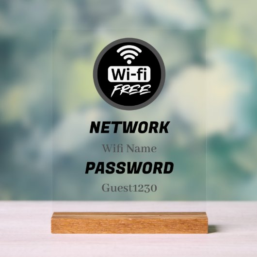 Free WiFi Password Sign | Network Name & Password Acryl Bord (Neutraal)
