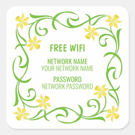 Free Wifi Vierkante Sticker (Voorkant)