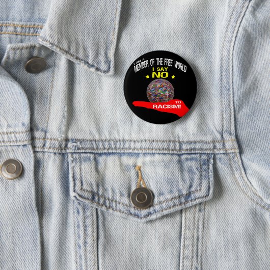 Free World, no to racism Ronde Button 5,7 Cm (In situ)