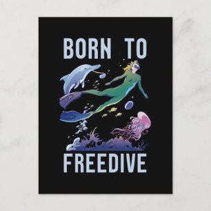 Freedive is geboren uit Freediving Fish Apnoe Feestdagenkaart