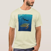 Freediver and Green Turtle - Organic. Wit (mannen) T-shirt (Voorkant)