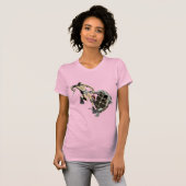 Freediving Diver Vechten tegen een schildpad voor  T-shirt (Voorkant volledig)