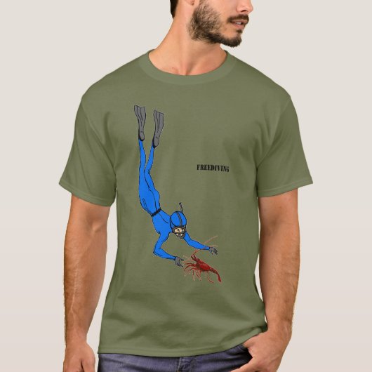 Freediving Diver Waarnemend een Spiny Lobster T-shirt (Voorkant)