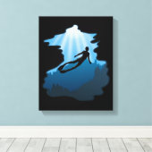 Freediving - Onderwatervrije duiker Canvas Afdruk (Insitu (Houten vloer))