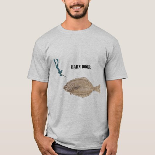 Freediving SpearFishing Diver and a Large Halibut T-shirt (Voorkant)