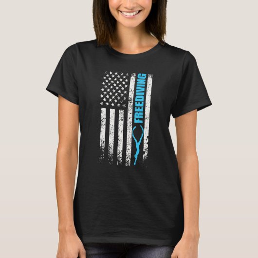 Freediving us flag motif freediver water dive t-shirt (Voorkant)