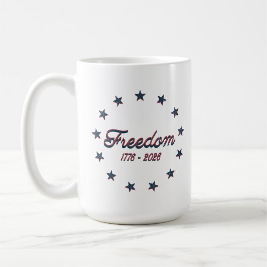 Freedom 1776–2026 America 250 Patriotic Design Koffiemok (Links)