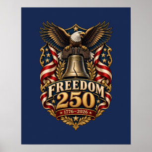 FREEDOM 250 Liberty Bell Eagle Navy Muurposter Poster