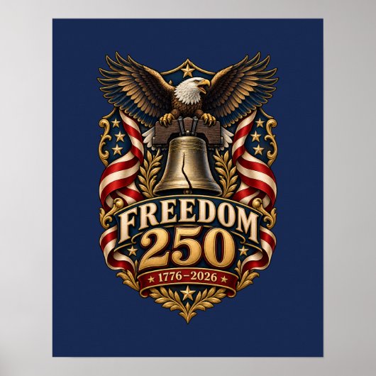 Freedom 250 Liberty Bell Eagle Navy Poster (Voorkant)