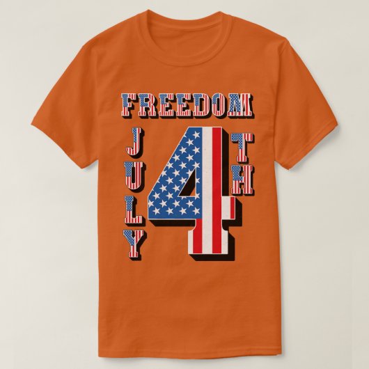 Freedom 4 juli Amerikaanse vlagtekst T-shirt (Design voorkant)
