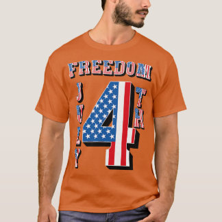 Freedom 4 juli Amerikaanse vlagtekst T-shirt