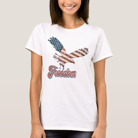 Freedom American Eagle 4 juli Red White Blue T-shirt (Voorkant)