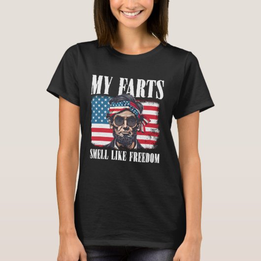 Freedom American Flag 4th Of July Independence Abe T-shirt (Voorkant)