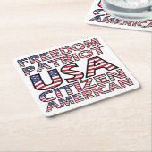 Freedom American Flag Tekst Kartonnen Onderzetters (Schuin)