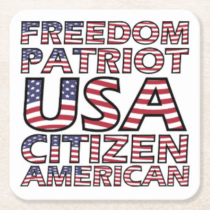 Freedom American Flag Tekst Kartonnen Onderzetters
