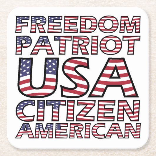 Freedom American Flag Tekst Kartonnen Onderzetters (Voorkant)