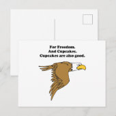 Freedom and Cupcakes Amerikaanse Bald Eagle Cartoo Briefkaart (Voorkant / Achterkant)