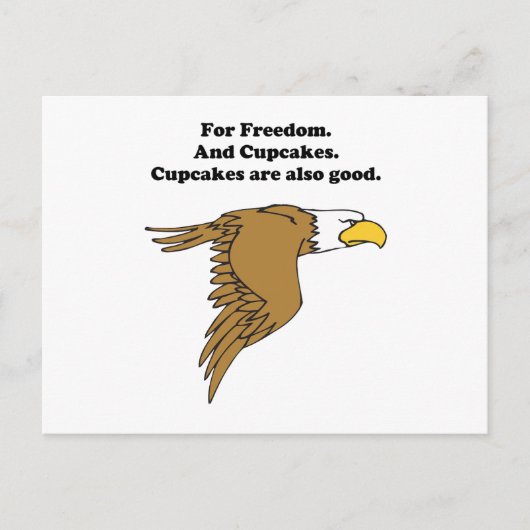 Freedom and Cupcakes Amerikaanse Bald Eagle Cartoo Briefkaart (Voorkant)
