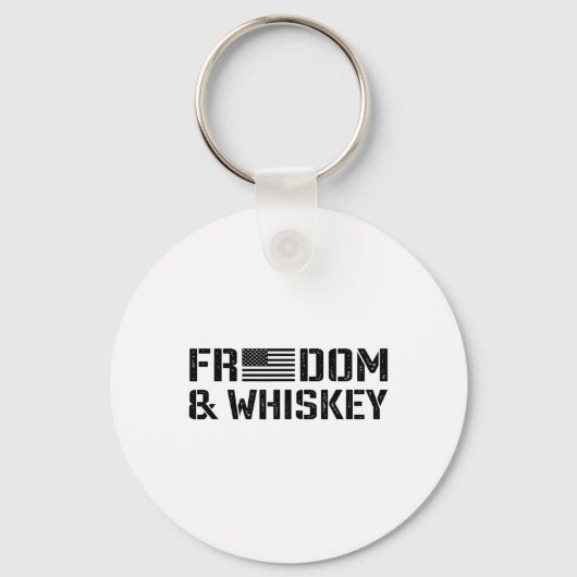 Freedom And Whiskey - 4th Of July Usa Flag Funny M Sleutelhanger (Voorkant)