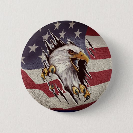 Freedom Bald Eagle Amerikaanse vlag Button (Voorkant)