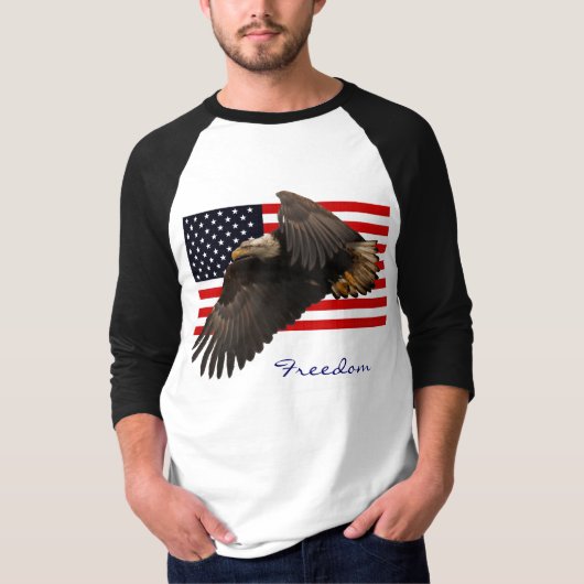 FREEDOM BALD EAGLE & AMERIKAANSE VLAG Mannen Kledi T-shirt (Voorkant)