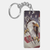 Freedom Bald Eagle Amerikaanse vlag Sleutelhanger (Voorkant Links)