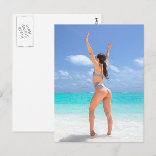 = Freedom Bikini = Beach = Babe = Briefkaart (Voorkant / Achterkant)
