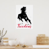 Freedom Black White Pop Art Running Horse Poster (Keuken)