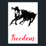 Freedom Black White Pop Art running Horses Poster<br><div class="desc">Black White Pop Art met paardenSilhouette / Digital Animal / Horse Art - Horse Head-kunstwerk</div>