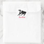 Freedom Black White Pop Art running Horses Vierkante Sticker (Tas)