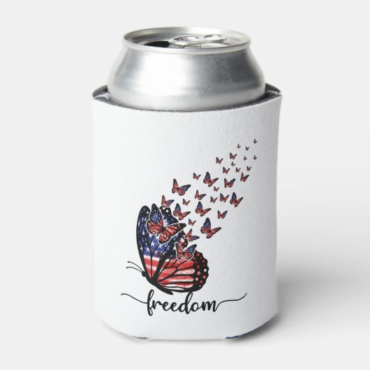 Freedom Butterflies | Patriottisch rood, wit, blau Blikjeskoeler (Blikje Voorkant)