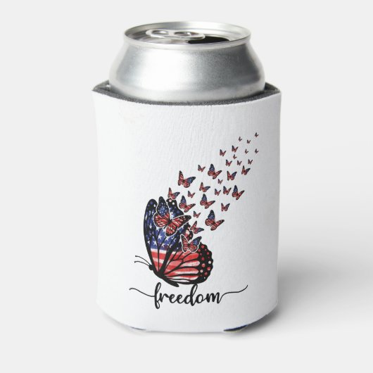 Freedom Butterflies | Patriottisch rood, wit, blau Blikjeskoeler (Blikje Achterkant)