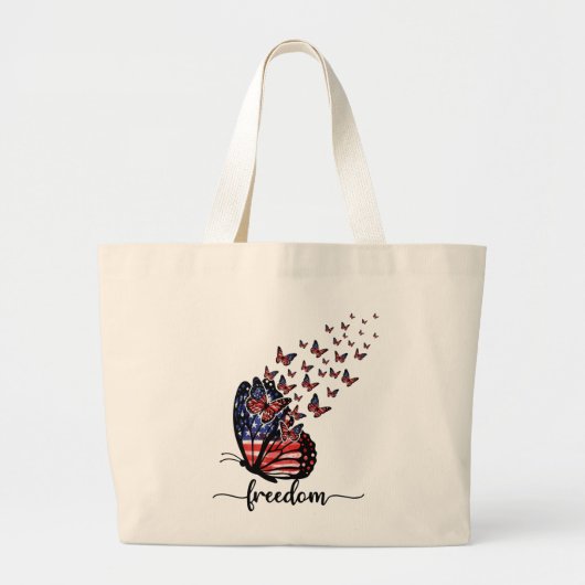 Freedom Butterflies | Patriottisch rood, wit, blau Grote Tote Bag (Voorkant)
